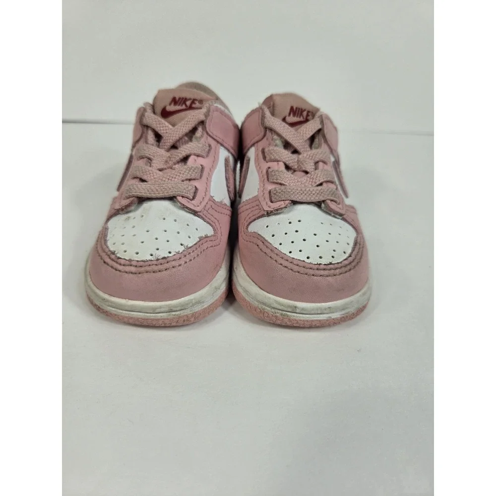 Nike Dunk Low White/Pink Glaze Pomegranate  Toddler Sz  4 C NO INDOLES
